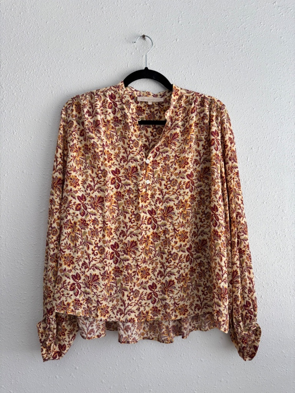 Vanessa Bruno Floral Puff Long Sleeve Peasant Blouse